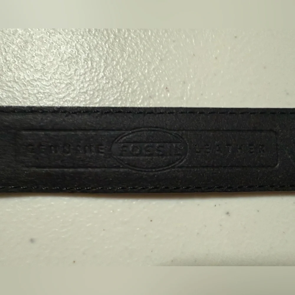 Fossil Black Leather Belt Silver Bamboo Buckle Size XL Extra Large Classic
